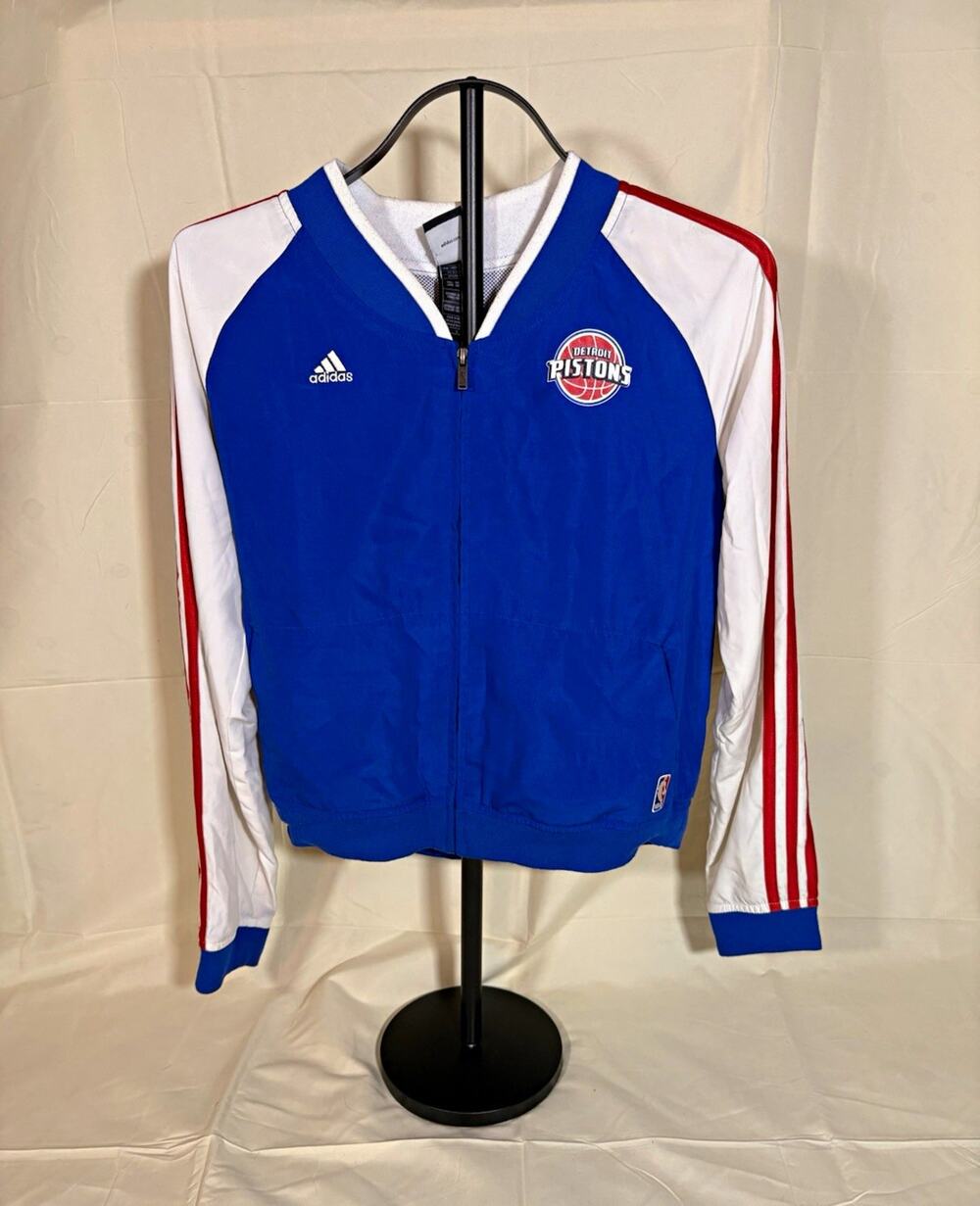 2013-14 Ladies Detroit Pistons Blue/White/Red On-Court Jacket Adidas Size S